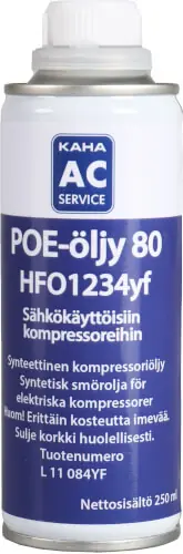 Kompressoriöljy POE80 hybridiautoille R1234yf 250 ml 🙂 Paras Hinta