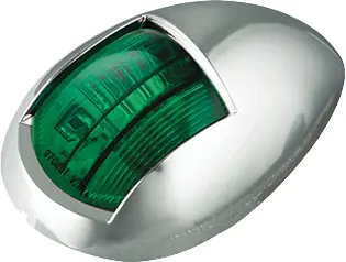 Edullinen Navigointivalo vihreä, krominvärinen runko, LED Autolamps 🙂