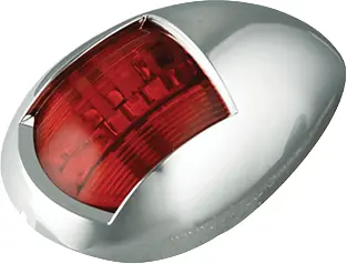 Navigointivalo punainen, krominvärinen runko, LED Autolamps 🙂 Tehdashinta