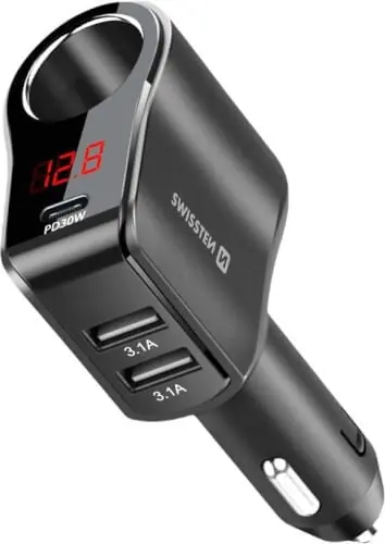 Ajankohtainen USB-autolaturi 4-in-1, Swissten đ