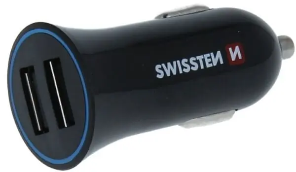 Rajoitettu Tarjous USB-autolaturi 2 x USB + USB-C kaapeli, Swissten 🙂