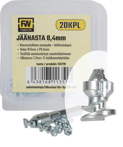 Jäänasta 8,4 x 6 mm, 20 kpl (kengät, pyörä, mopo), Finnwork 🙂 Halpa Hinta