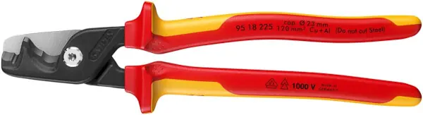 Viimeinen Mahdollisuus Kaapelileikkurit kaksoisterällä, 225 mm, VDE, Knipex 🙂