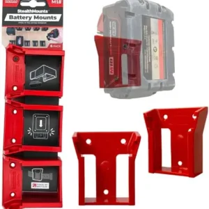Asiakkaiden Suosikki Akkupidike Milwaukee M18 akuille, 6 kpl, Stealth Mounts 🙂