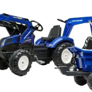 Polkutraktori kärryllä ja etukuormaajalla New Holland T8, Falk Toys 🙂 Superhinta