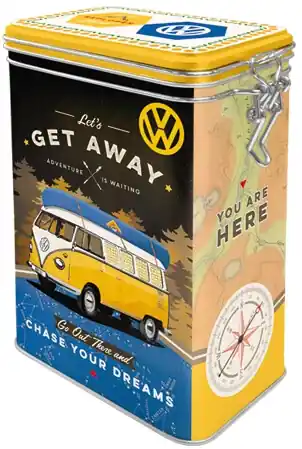Edullinen Hinta Kahvipurkki klipsillä VW Bulli, Nostalgic Art 🙂