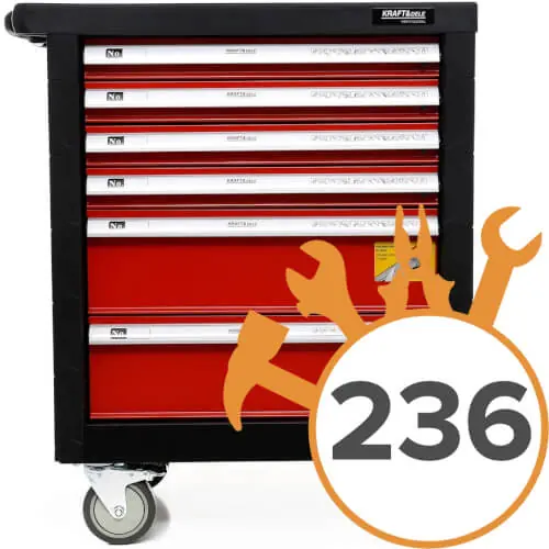 Sertifioitu Työkaluvaunu 236 työkalua, Kraft & Dele 🙂