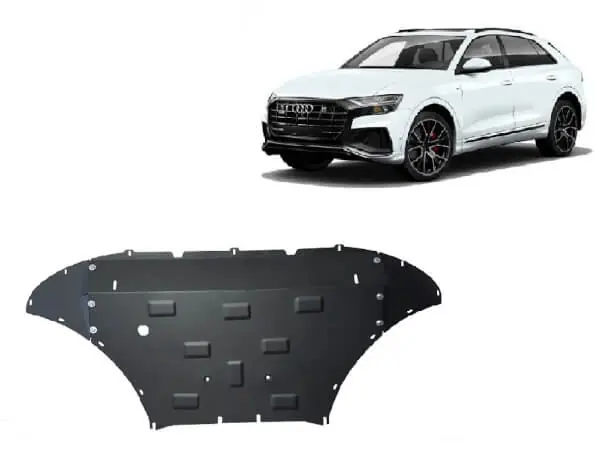 Pohjapanssari Audi Q8 (2018➟), moottori, jäähdytin, etupuskuri, terästä 🙂 Halpa Hinta