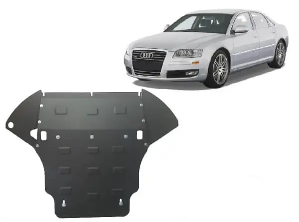 Lähetetään Heti Pohjapanssari Audi A8 (2002-2010), moottori, vaihdelaatikko, jäähdytin, etupuskuri, terästä 🙂