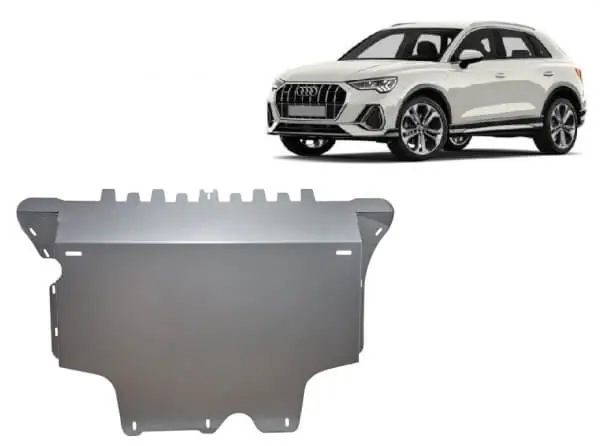 Merkkituote Pohjapanssari Audi Q3 (2018-2025), moottori, vaihdelaatikko, jäähdytin, etupuskuri, alumiinia 🙂