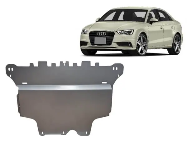Pohjapanssari Audi A3 (2012-2020), moottori, vaihdelaatikko, jäähdytin, etupuskuri, alumiinia 🙂 Aito