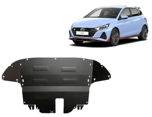 Pohjapanssari Hyundai i20 (2021➟), moottori, vaihdelaatikko, jäähdytin, etupuskuri, terästä 🙂 Lähetetään Heti