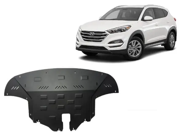 Pohjapanssari Hyundai Tucson (2015-2020), moottori, vaihdelaatikko, jäähdytin, etupuskuri, terästä 🙂 Bestseller