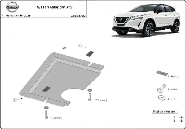 Pohjapanssari Nissan Qashqai (2021➟), takatasauspyörästö, terästä 🙂 Osta Nyt