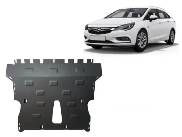 Pohjapanssari Opel Astra (2015-2021), moottori, vaihdelaatikko, jäähdytin, etupuskuri, terästä 🙂 Suoraan Valmistajalta