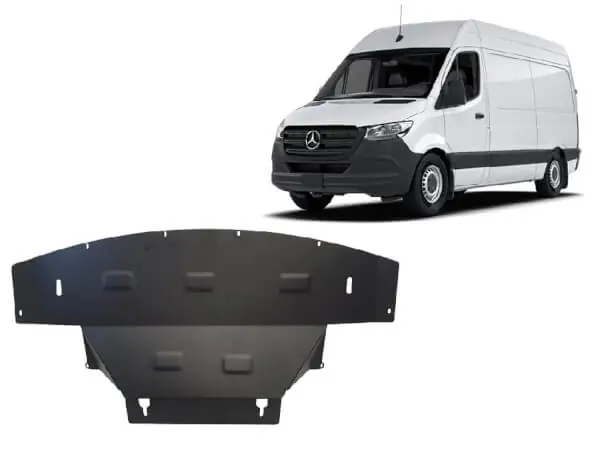 Pohjapanssari Mercedes-Benz Sprinter (2018-2023), moottori, vaihdelaatikko, jäähdytin, etupuskuri, terästä 🙂 Alennettu Hinta