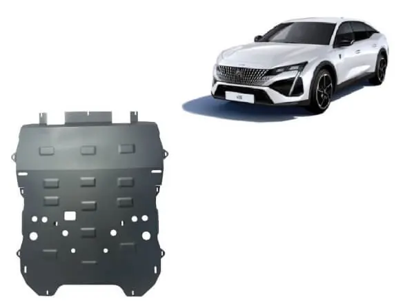Pohjapanssari Peugeot 408 (2022➟), moottori, vaihdelaatikko, jäähdytin, etupuskuri, apurunko, terästä 🙂 Pakollinen (Must-Have)