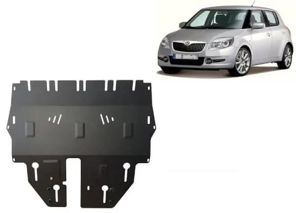 Pohjapanssari Skoda Fabia (2007-2014), moottori, vaihdelaatikko, jäähdytin, etupuskuri, terästä 🙂 Pikatoimitus