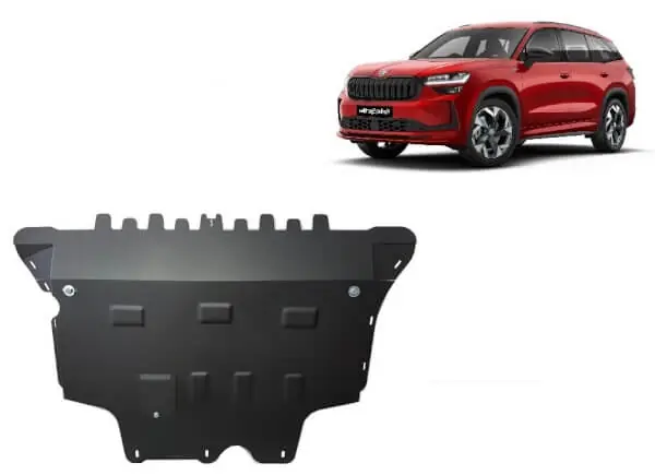 Pakollinen (Must-Have) Pohjapanssari Skoda Kodiaq (2024➟), moottori, vaihdelaatikko, jäähdytin, etupuskuri, terästä 🙂