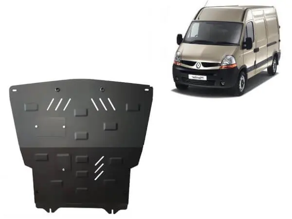 Ajankohtainen Pohjapanssari Renault Master (1998-2010), moottori, vaihdelaatikko, jäähdytin, etupuskuri, terästä 🙂