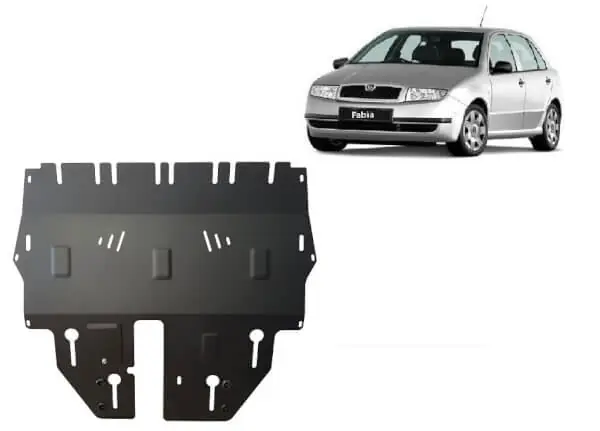 Pohjapanssari Skoda Fabia (1999-2007), moottori, vaihdelaatikko, jäähdytin, etupuskuri, terästä 🙂 Alennettu Hinta