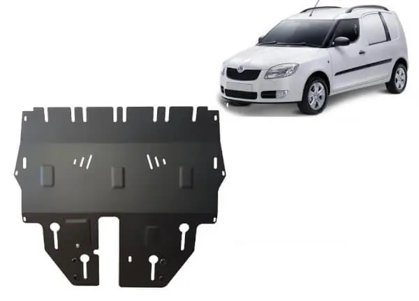 Tilaa Nyt Pohjapanssari Skoda Praktik (2006-2015), moottori, vaihdelaatikko, jäähdytin, etupuskuri, terästä 🙂