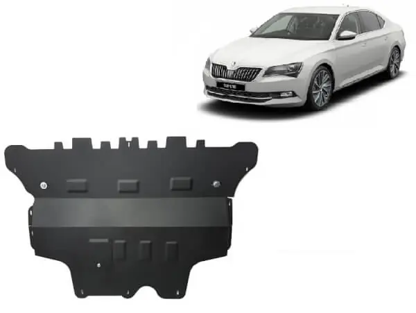 Osta Tänään Pohjapanssari Skoda Superb manuaali (2015-2024), moottori, vaihdelaatikko, jäähdytin, etupuskuri, terästä 🙂