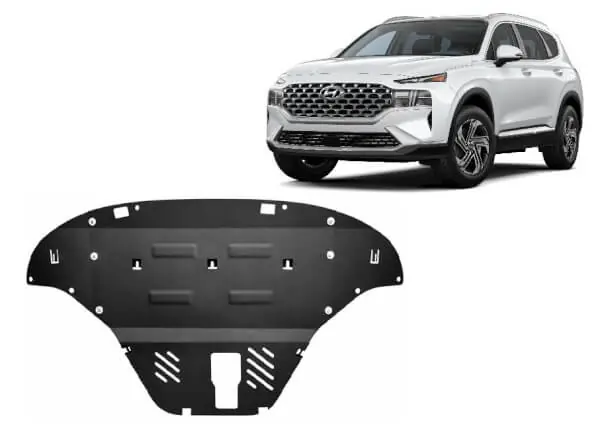 Asiakkaiden Suosikki Pohjapanssari Hyundai Santa Fe (2018-2023), moottori, etupuskuri, vaihdelaatikko, jäähdytin, terästä 🙂