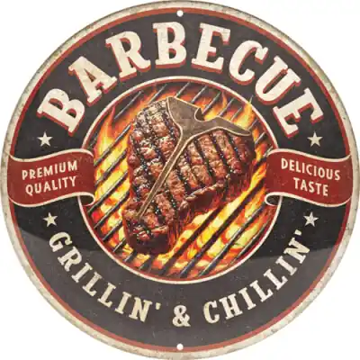 Peltikyltti Barbecue Grillin‘ & Chillin‘ 35 cm, Nostalgic Art 🙂 Poisto