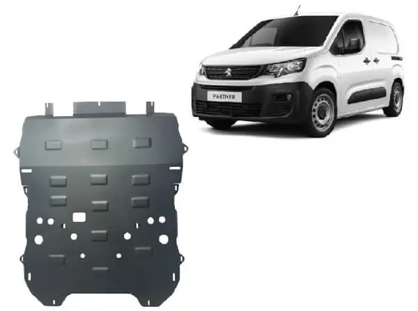 Pohjapanssari Peugeot Partner (2018➟), moottori, vaihdelaatikko, jäähdytin, etupuskuri, terästä 🙂 Vain Tänään