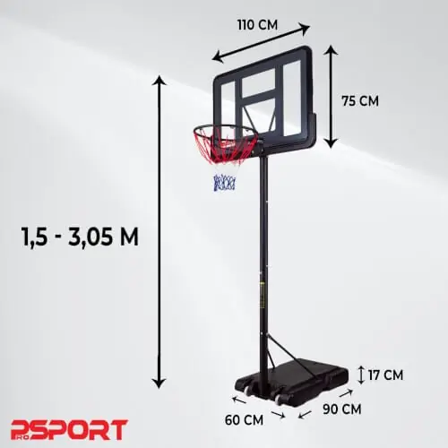 Koripalloteline 1,5-3,05m, ProSport 🙂 Osta Tänään