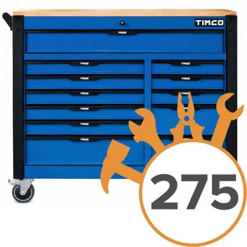 Työkaluvaunu puutasolla + 275 työkalua, Timco 🙂 Paras Hinta