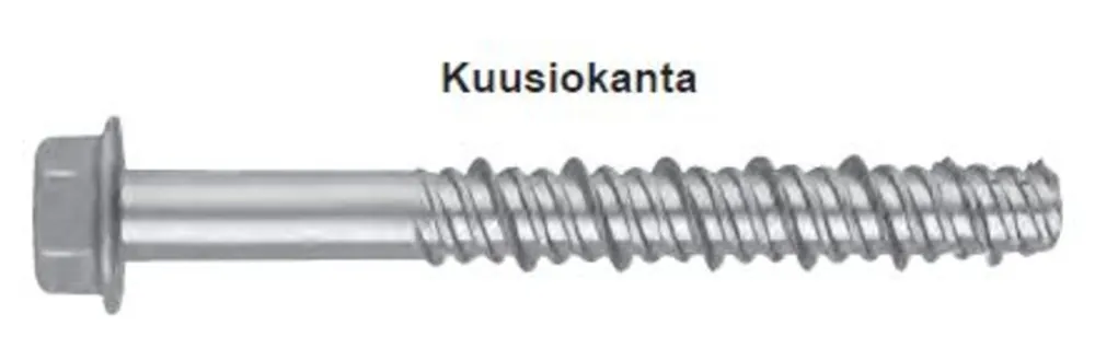 Betoniruuvi - kuusiokanta, laipalla, hopea Ruspert (100 kpl) đ Osta Nyt