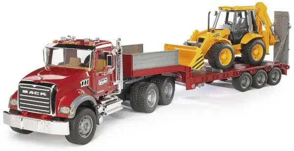 Tarjous Lelu Lavettiauto Mack Granite ja kaivuri JCB (1 16), Bruder đ
