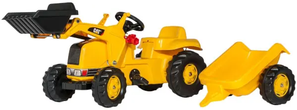 Sertifioitu CAT-polkutraktori etukuormaajalla ja perävaunulla, Rolly Toys 🙂