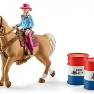 Lehmityttö, Barrel racing-tynnyrit ja hevonen, Schleich 🙂 Halpa