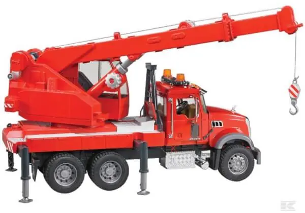 Löytö Lelu Nosturiauto Mack Granite vilkuilla ja äänellä (1 16), Bruder 🙂