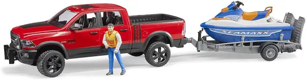 Lelu Avolava-auto RAM 2500 Power Wagon ja traileri vesijetillä (1 16), Bruder 🙂 Tilaa Heti