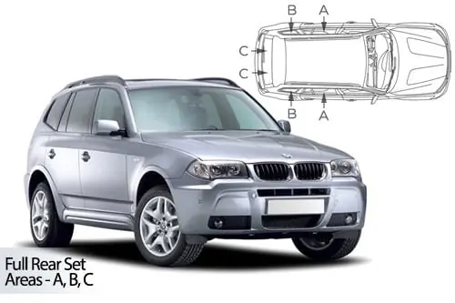 Häikäisysuojasarja BMW X3 E83, 5 ovinen (2003-2010), Car Shades 🙂 Pakollinen (Must-Have)