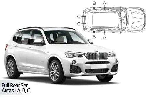 Tehdashinta Häikäisysuojasarja BMW X3 F25, 5 ovinen (2010-2017), Car Shades 🙂