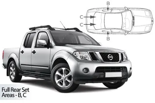 Alkuperäinen Häikäisysuojasarja Nissan Navara Double Cab, 4 ovinen (2007-2013), Car Shades 🙂
