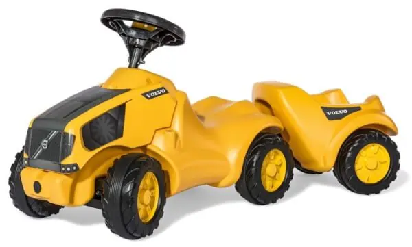 Pikatoimitus Volvo -Minitrac potkutraktori perävaunulla, Rolly Toys 🙂
