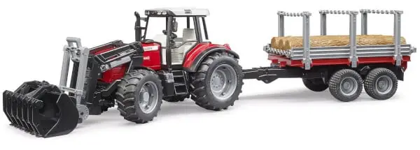 Lelu Traktori Massey Ferguson 7480, etukuormain ja tukkiperävaunu (1 16), Bruder 🙂 Osta Verkossa