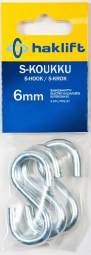 Alennettu Hinta S-koukku 6 mm (3 kpl), Haklift 🙂