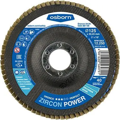 Alennettu Lamellilaikka G-QZ 125 x 22,23 mm, K40, Osborn (10 kpl) 🙂