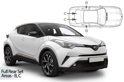 Häikäisysuojasarja Toyota C-HR, 5 ovinen (2017-2023), Car Shades 🙂 Turvallinen Maksu